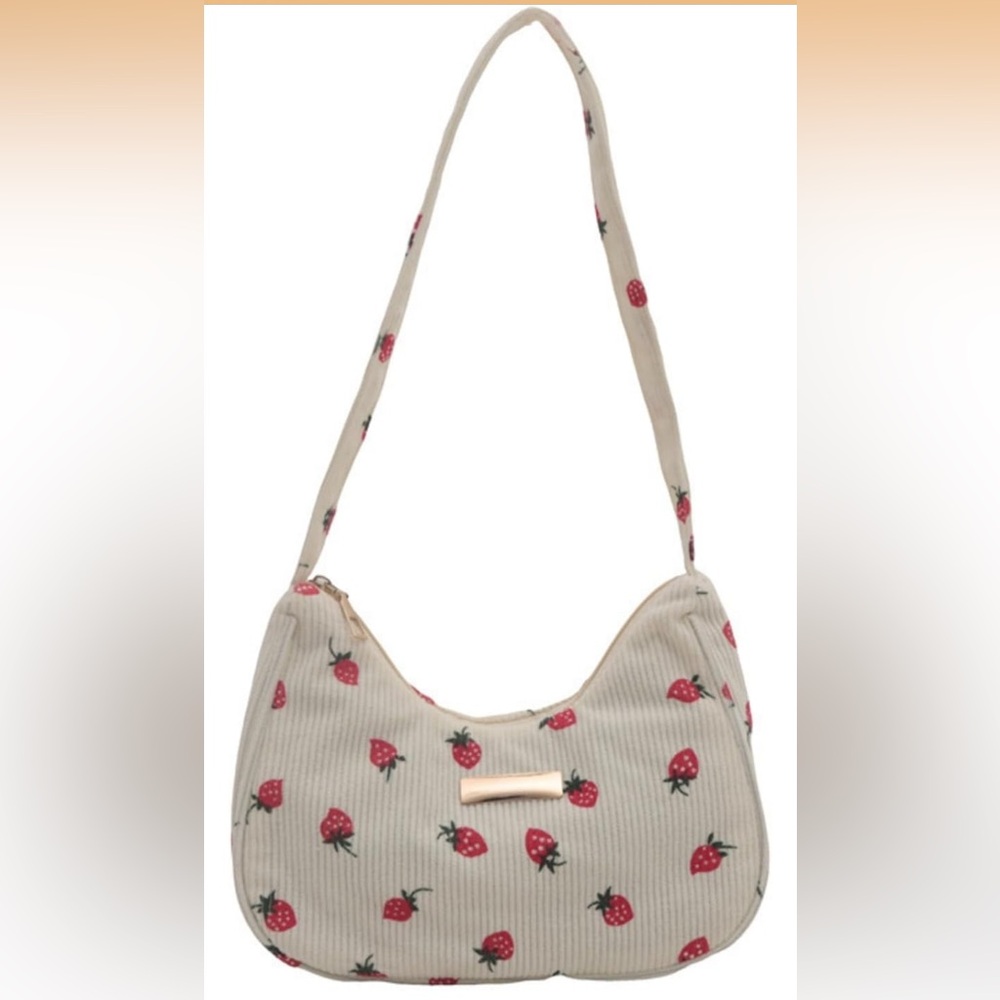 Strawberry Print corduroy  Bag